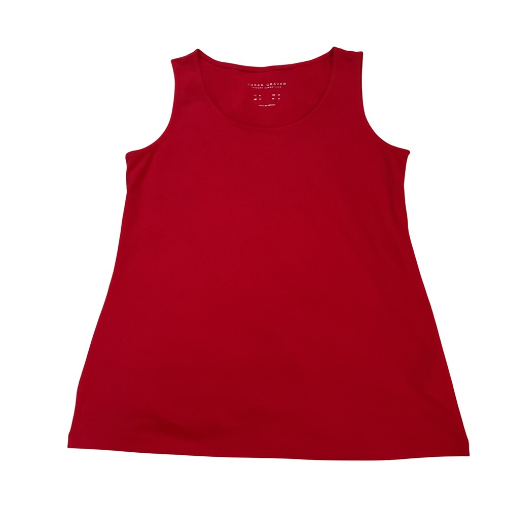 Susan Graver Modern Essentials Red Scoop Neck Tank Top Womens Small